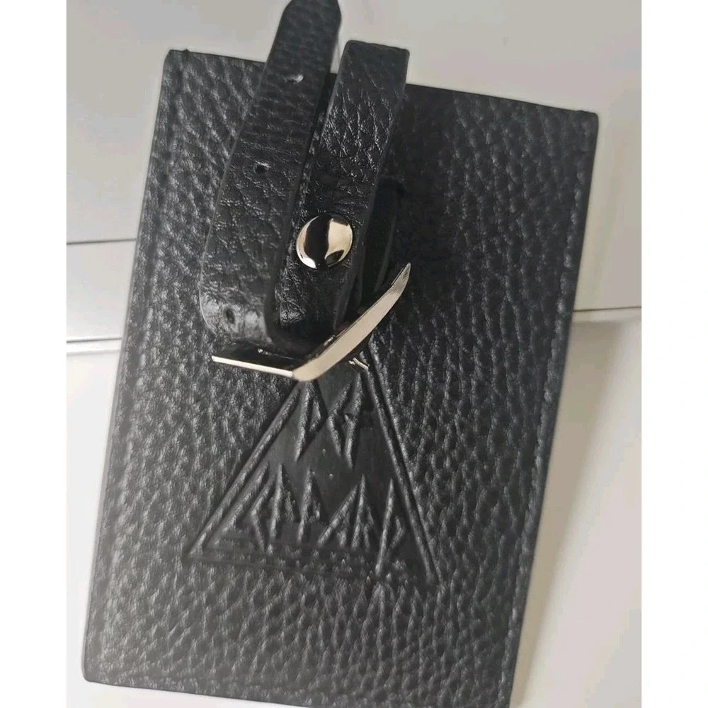 Def Leppard Embossed Leather ID Card Holder Black Rock Band Belt Loop